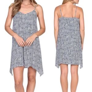 Karen Kane Dress Size L Blue White High Low Straps Flowy Beach Cruise Nautical